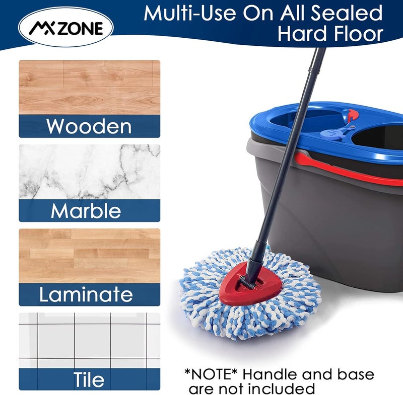 MXZONE Spin Mop Head Replacement - 4 Pack Microfiber, Blue for O-Ceda Spinning Mop, EasyWring RinseClean, 2 Tank System Bucket - Image 5